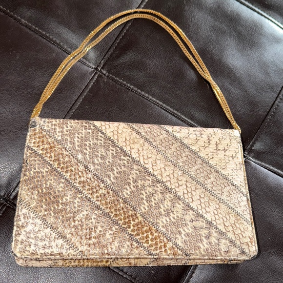 Elegant Tan and Brown Clutch - Picture 3 of 5